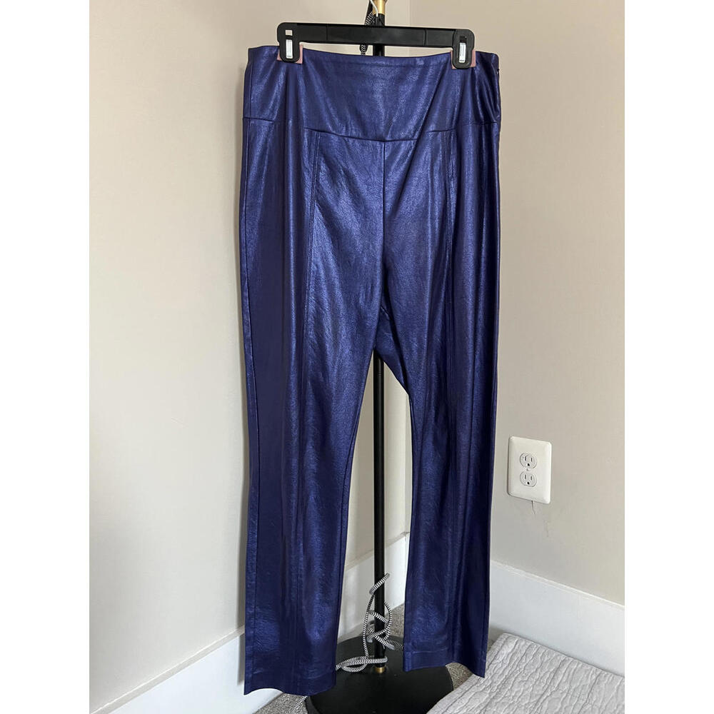BCBGMAXAZRIA Metallic Blue Coated Leggings
